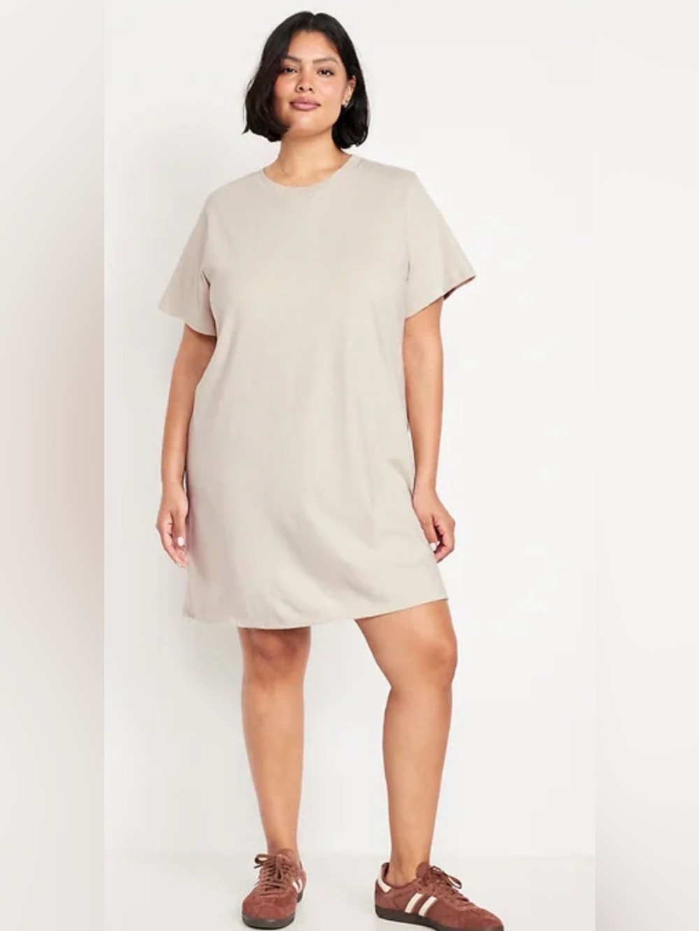 Old Navy Vintage Crew-Neck Mini T-Shirt Dress Tan Size Large